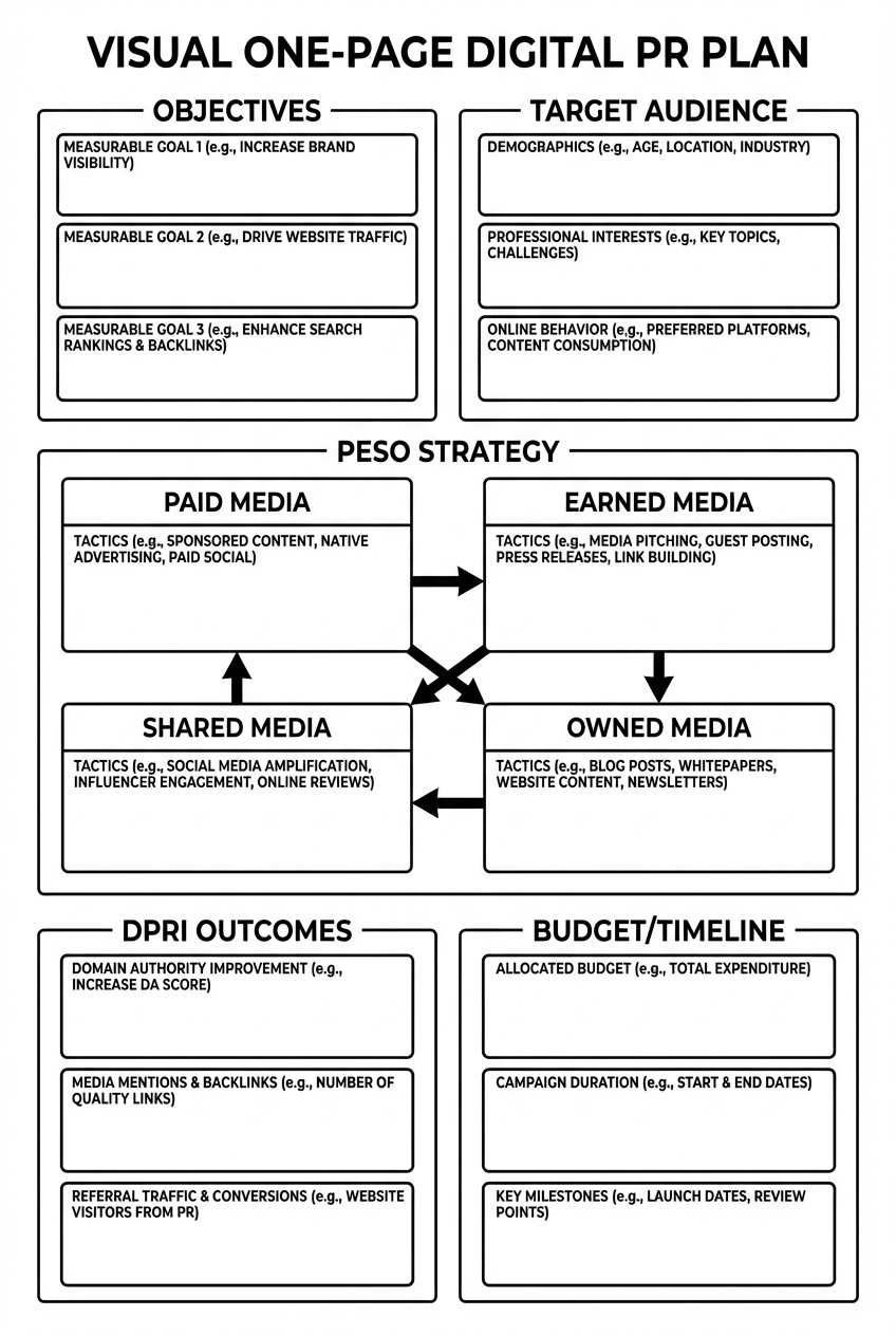 Visual One-Page Digital PR Plan